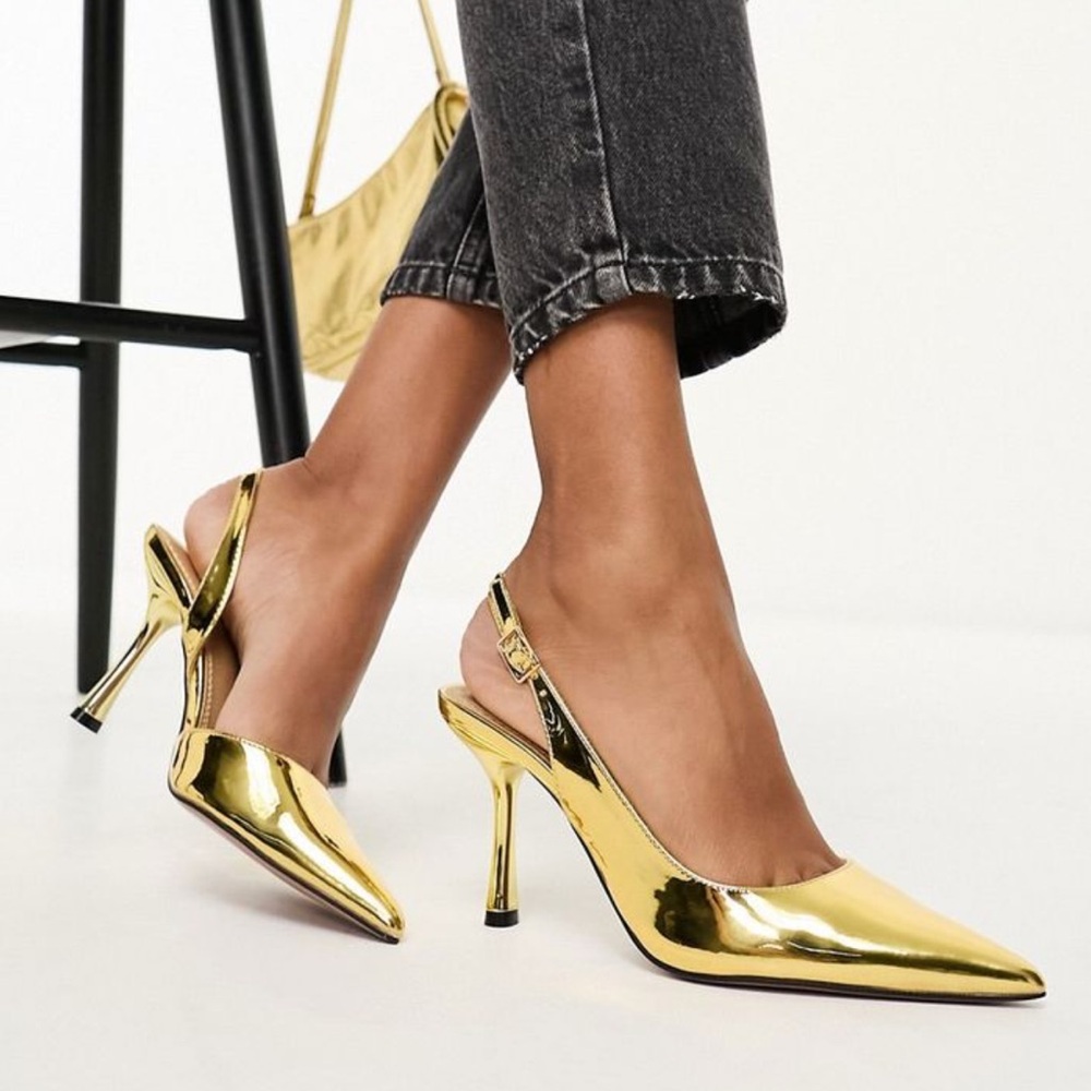 ASOS Metallic Gold Slingback Heels